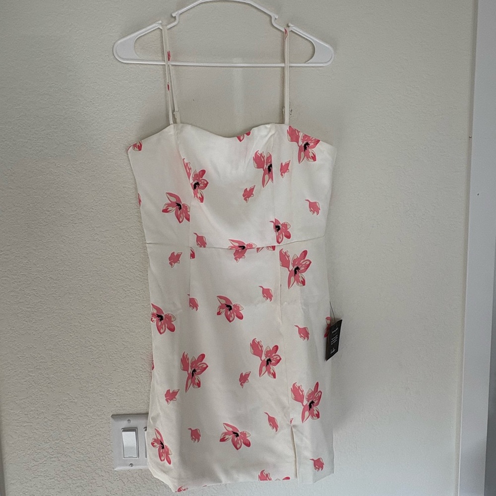 Floral White and Pink Dress